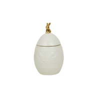15.2X15.2X25.2CM CERAMIC EASTER EGG CONTAINER W/GOLD BUNNY