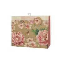 LRG HORIZONTAL 32X26X12CM FLORAL GIFT BAG