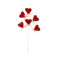54CM VALENTINE HEARTS PICK W/PINK BOWS