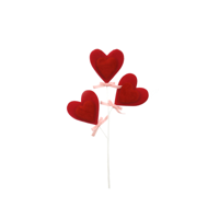 54CM 3 VALENTINE HEARTS PICK W/PINK BOWS