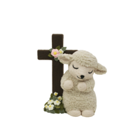 32X19X33CM KNIT LAMB & CRUCIFIX