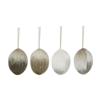 8PK 10CM VELOUR EASTER EGGS IN BOX SILVER TONES