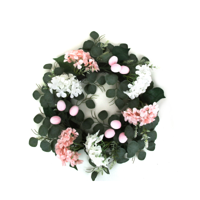50CM HYDRANGEA WREATH W/EGGS PINK & WHITE