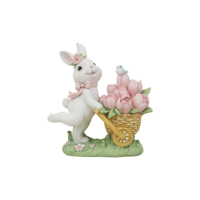 18.6X9X20CM POLYRESIN BUNNY W/TULIPS