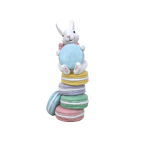 10.7X10X23.5CM POLYRESIN BUNNY W/MACAROONS