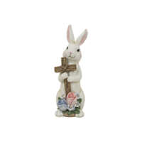 9.5X11.7X26.5CM POLYRESIN BUNNY W/CRUCIFIX