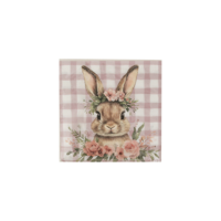 20PK 33X33CM GINGHAM & BUNNY NAPKIN