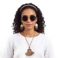 4PC BOHO HIPPIE KIT-HEADBAND, EARRINGS, GLASSES, NECKLACE