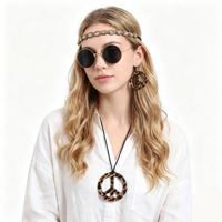 4PC LEOPARD HIPPIE KIT-HEADBAND, EARRINGS, GLASSES, NECKLACE