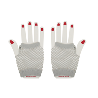 SHORT FISHNET GLOVES-SILVER
