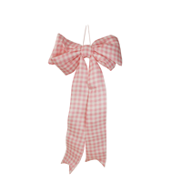 68X142CM PINK&WHITE GINGHAM BOW