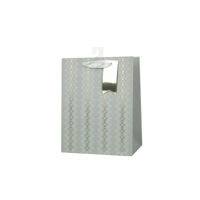 MED  18X23X10CM GREY FOIL DETAILED GIFT BAG