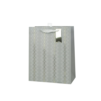 LRG 26X32X12CM GREY FOIL DETAILED GIFT BAG