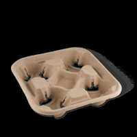 Hot Drink 4 Cup Carry Tray Mache Pulp Moulded Eco Egg Style - SLEEVE=150 / BOX=300
