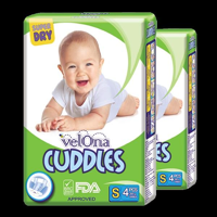 Velona Cuddles Classic Premium Nappies Small (3kg - 8kg) - Pack of 288