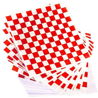 Gingham Grease Proof Paper Red / White Check Paper Squares 25cm x 25cm Printed Paper - Pack of 800 S