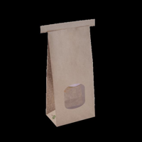 Medium Brown Polylined Window Tin Tie Bags 246mm(L) x 115mm(W) + 70mm(G) - Box of 400