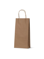 Double Brown Wine Bottle Loop Handle Paper Carry Bags 360mm(L) x 180mm(W) x 90mm(G) - PACK=10 / BOX=
