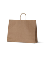 Boutique Wide Midi Brown Loop Handle Paper Carry Bags 310mm(L) x 420mm(W) + 110mm(G) - EACH=1 / BOX=