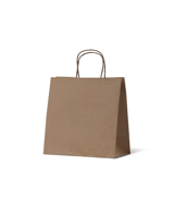 Small Brown Take Away Uber Loop Handle Paper Bags w/Handle 280mm(L) x 280mm(W) + 150mm(G) - Box of 2
