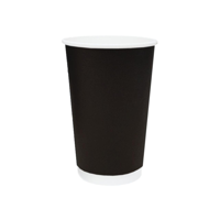 Truly Eco 16oz / 480ml BLACK DOUBLE WALL Coffee Cups 90mm Diameter, Home Compostable, Aqueous Coated