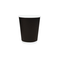 Truly Eco 8oz / 240ml BLACK DOUBLE WALL Coffee Cups 90mm Diameter, Home Compostable, Aqueous Coated