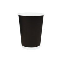 Truly Eco 12oz / 360ml BLACK DOUBLE WALL Coffee Cups 90mm Diameter, Home Compostable, Aqueous Coated