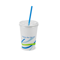 Printed 16oz / 485ml Milk Shake Paper Cups Blue Print Design - SLEEVE=50 / BOX=1,000
