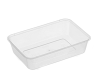 Large Rectangle Clear Premium Takeaway Containers 500ml Microwave Grade (G500) - SLEEVE=50 / BOX=500