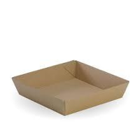 Eco Kraft Board Tray 2 Brown Cardboard 178mm(L) x 178mm(W) x 45mm(H) - SLEEVE=20 / BOX=240