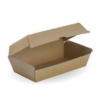 Eco Kraft Board Large Snack Boxes Brown Cardboard 205mm(L) x 107mm(W) x 77mm(H) - SLEEVE=50 / BOX=20