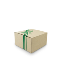 No. 8 Heavy Duty Square Brown Cake Box Green Bow Design Pop-up Box 8" / 200mm - Packet of 25