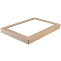 Medium Brown Cardboard Catering Box Lids with Window TRAY 2 363mm(L) x 255mm(W) x 30mm(H) - PACK=10
