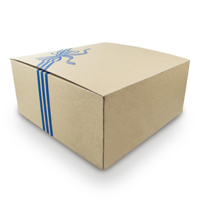No. 12 Heavy Duty Square Brown Cake Box Blue Bow Design Pop-up Box 12" / 300mm - Packet of 25
