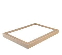 Extra Large Brown Cardboard Catering Box Lids with Window TRAY 4 454mm(L) x 313mm(W) x 30mm(H) - PAC