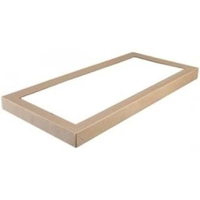 Large Brown Cardboard Catering Box Lids with Window TRAY 3 562mm(L) x 255mm(W) x 30mm(H) - PACK=10 /