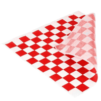Foopak Premium Printed Red/White Check Greaseproof Paper 2 Cut 330mm(W) x 440mm(L) - Packet of 800