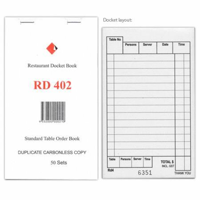 Duplicate Medium Carbonless Copy Docket Books 50 Sheet per Book - EACH=1 / BOX=100