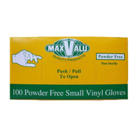 Vinyl Gloves Small Clear Powder Free - PACK=100 / BOX=1,000