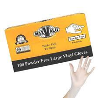 Vinyl Gloves Large Clear Powder Free - PACK=100 / BOX=1,000