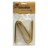 Bamboo Tongs 100mm - Packet of 8 Individual Tongs