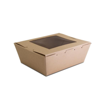 Future Friendly Medium Bamboo Paper Salad Container w/PLA window - #8 - BOX=200 / SLEEVE=50