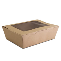 Future Friendly Large Bamboo Paper Salad Container w/PLA Window - #3 - BOX=200 / SLEEVE=50