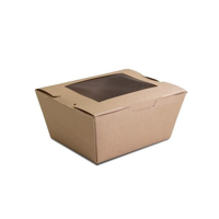 Future Friendly Small Kraft Paper Salad Container w/PLA window - #1 - BOX=200 / SLEEVE=50