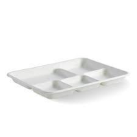 BioPak Shallow 5 Compartment Bio Cane Tray 260mm(L) x 210mm(W) x 25mm(H) - Box of 500 (**Special Ord