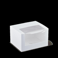Detpak Flat Window Patisserie / Donut / 1 Cupcake Box White - 130mm(L) x 110mm(W) x 80mm(H) - Box of
