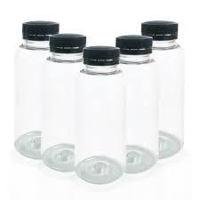 450ml Clear PET Square Cold Fill Bottle 38mm with Black Lid - Box of 220