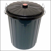 Rubbish Bin 55L-Green-with Flat Black Lid - Each