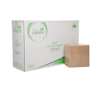 Brown / Kraft 2 Ply Pocket/Cutlery Fold Dinner Serviettes 1/8 GT Fold 400mm x 400mm - Box of 1,000