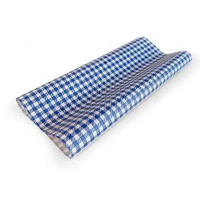 Gingham Greaseproof Paper 190mm x 310mm Blue / White Check - Packet of 200 Sheets